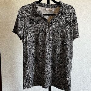 Vintage Chicos Black & White Leopard Print Top